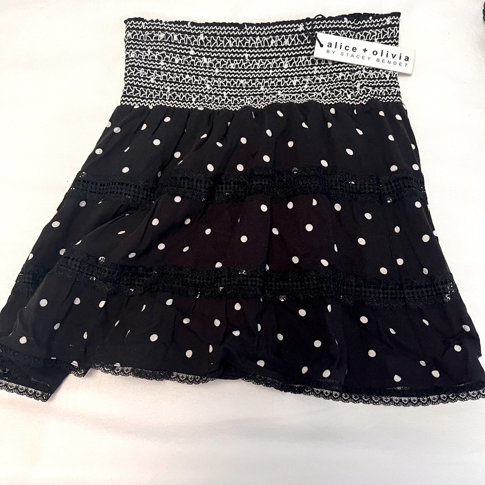 Alice and Olivia black and white polka dot skirt